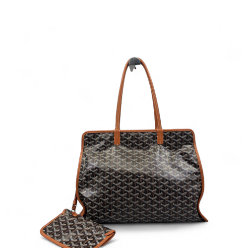 Goyard Tote Bag Goyardine Black Brown White