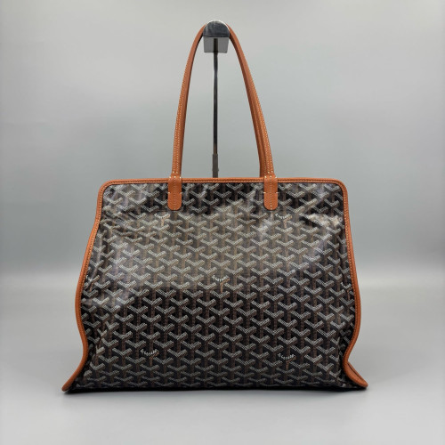 Goyard Tote Bag Goyardine Black Brown White