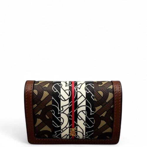 Burberry Wallet On Chain WOC Monogram Calfskin Brown Beige Black Burberry Wallet On Chain WOC Monogram Calfskin Brown Beige Black