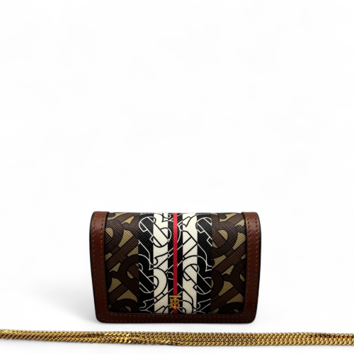 Burberry Wallet On Chain WOC Monogram Calfskin Brown Beige Black Burberry Wallet On Chain WOC Monogram Calfskin Brown Beige Black