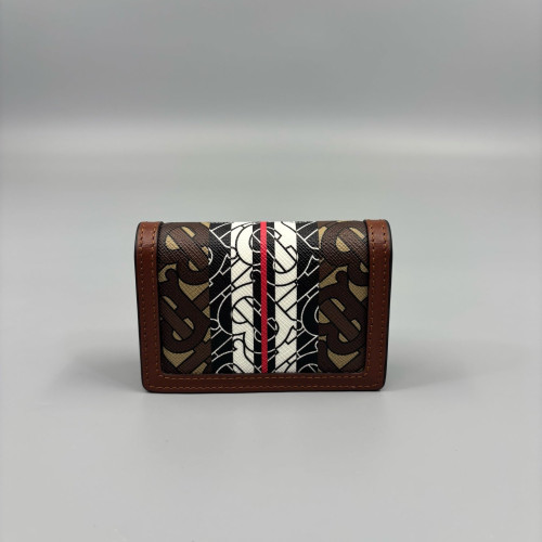 Burberry Wallet On Chain WOC Monogram Calfskin Brown Beige Black Burberry Wallet On Chain WOC Monogram Calfskin Brown Beige Black