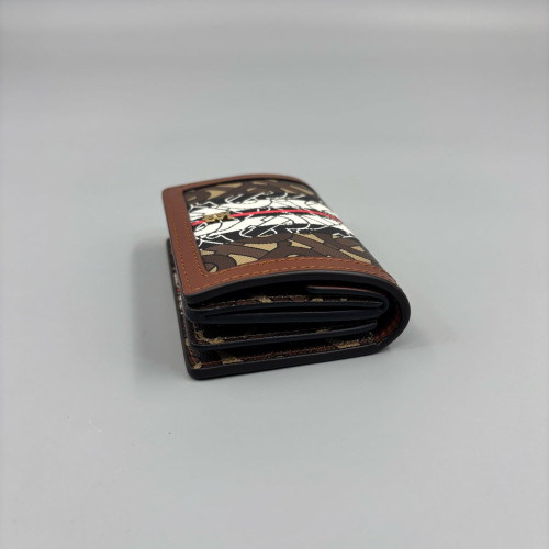 Burberry Wallet On Chain WOC Monogram Calfskin Brown Beige Black Burberry Wallet On Chain WOC Monogram Calfskin Brown Beige Black