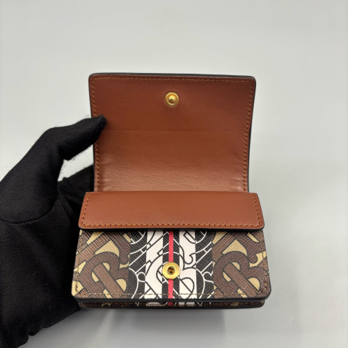 Burberry Wallet On Chain WOC Monogram Calfskin Brown Beige Black Burberry Wallet On Chain WOC Monogram Calfskin Brown Beige Black