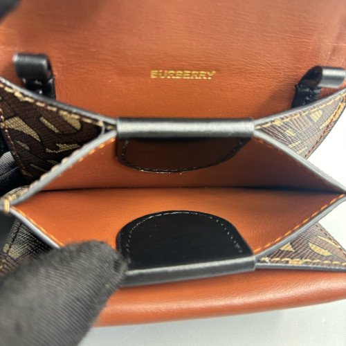 Burberry Wallet On Chain WOC Monogram Calfskin Brown Beige Black Burberry Wallet On Chain WOC Monogram Calfskin Brown Beige Black