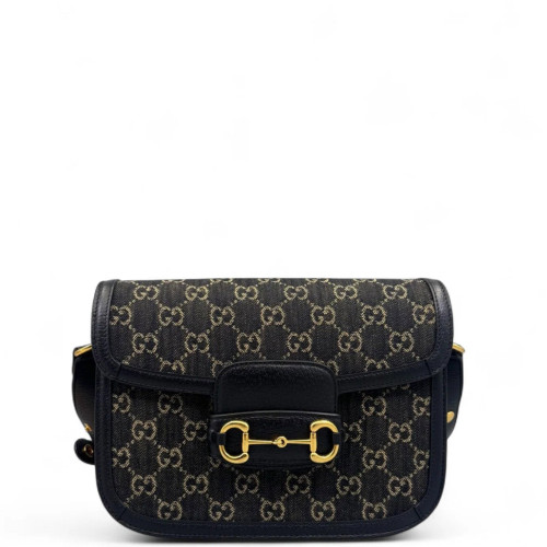 Gucci Medium Horsebit 1955 Denim Calfskin Black Gucci Medium Horsebit 1955 Denim Calfskin Black