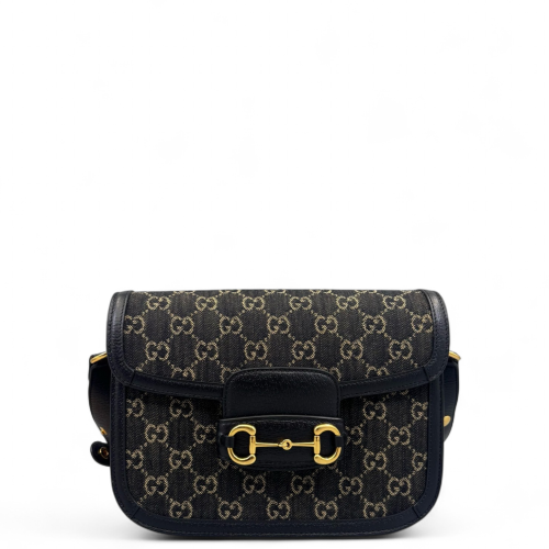 Gucci Medium Horsebit 1955 Denim Calfskin Black Gucci Medium Horsebit 1955 Denim Calfskin Black