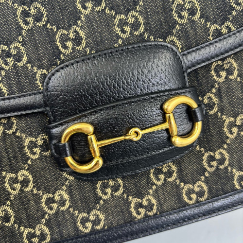 Gucci Medium Horsebit 1955 Denim Calfskin Black Gucci Medium Horsebit 1955 Denim Calfskin Black