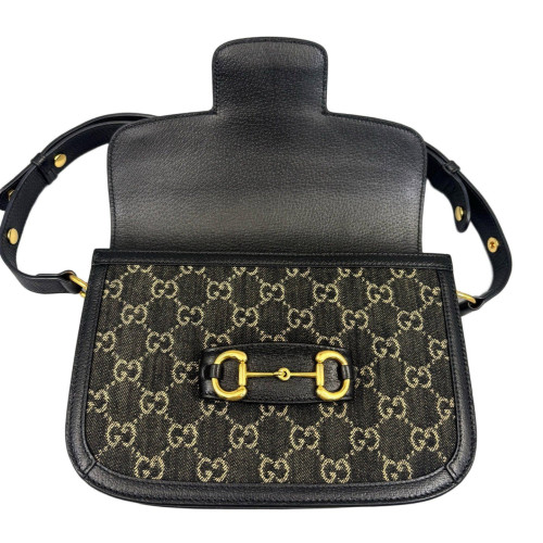 Gucci Medium Horsebit 1955 Denim Calfskin Black Gucci Medium Horsebit 1955 Denim Calfskin Black