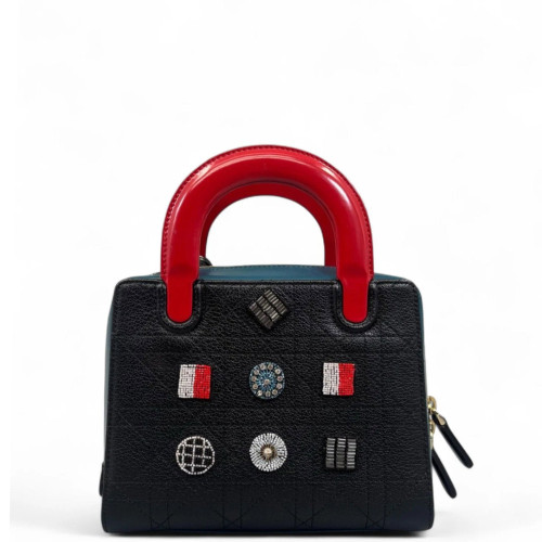 Dior Beaded Lily Tote Calfskin Black Red Dior Beaded Lily Tote Calfskin Black Red
