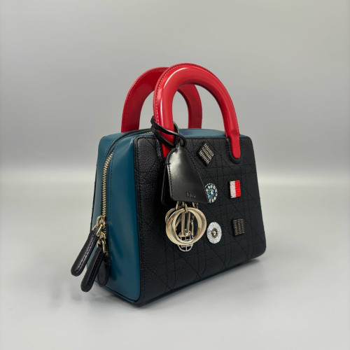 Dior Beaded Lily Tote Calfskin Black Red Dior Beaded Lily Tote Calfskin Black Red