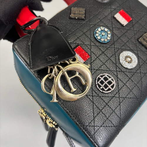 Dior Beaded Lily Tote Calfskin Black Red Dior Beaded Lily Tote Calfskin Black Red