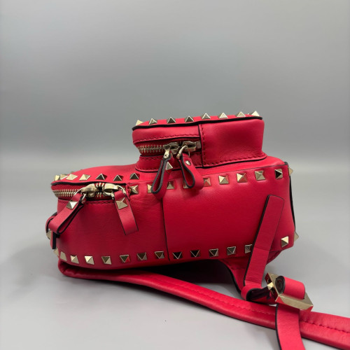 Valentino Rockstud Backpack Calfskin Red Valentino Rockstud Backpack Calfskin Red