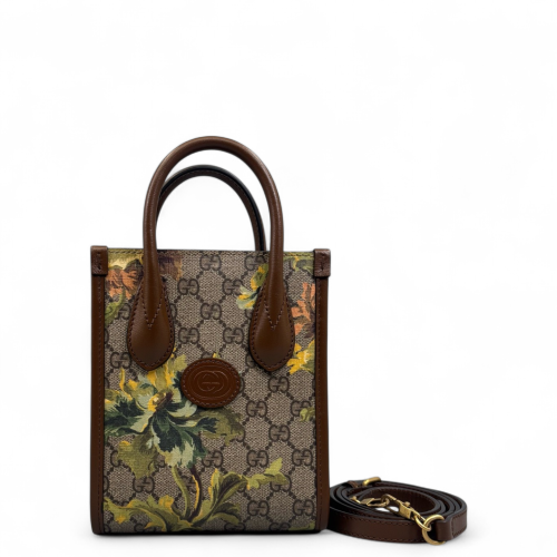 Gucci Print Crossbody Bag GG Supreme Monogram Calfskin Brown Khaki