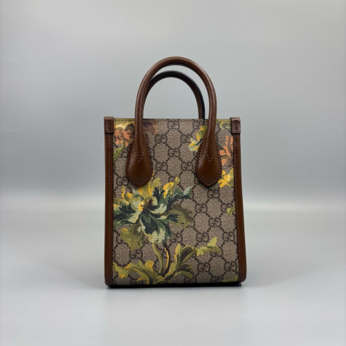 Gucci Print Crossbody Bag GG Supreme Monogram Calfskin Brown Khaki