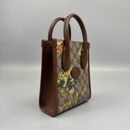 Gucci Print Crossbody Bag GG Supreme Monogram Calfskin Brown Khaki