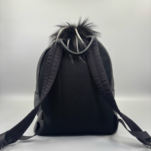 Fendi Monster Eyes Medium Backpack Grained Calfskin Calfskin Crocodile Embossed Grey Black White