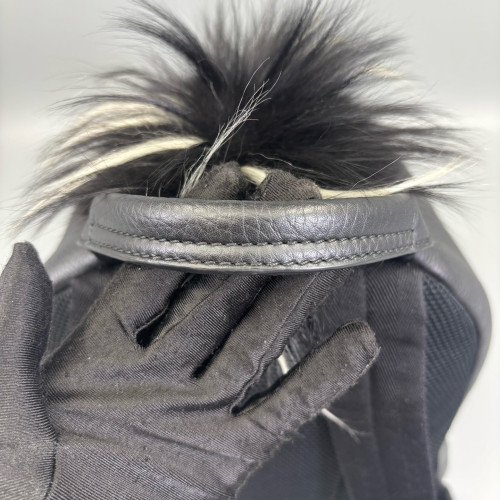 Fendi Monster Eyes Medium Backpack Grained Calfskin Calfskin Crocodile Embossed Grey Black White