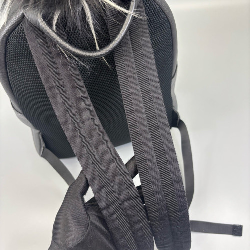 Fendi Monster Eyes Medium Backpack Grained Calfskin Calfskin Crocodile Embossed Grey Black White