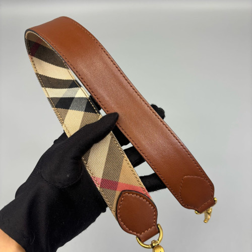 Burberry Medium Buckle Tote Grained Calfskin Beige Brown