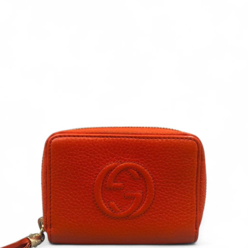 Gucci Card Holder Grained Calfskin Red