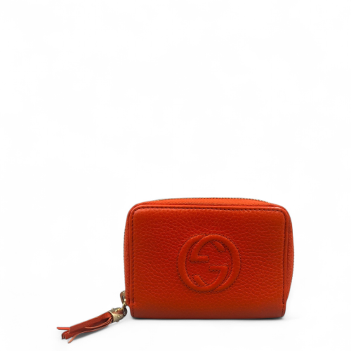 Gucci Card Holder Grained Calfskin Red