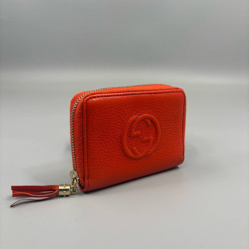 Gucci Card Holder Grained Calfskin Red