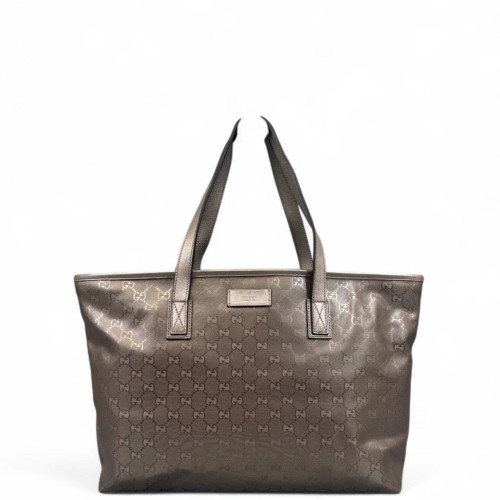 Gucci Vintage Shopping Tote GG Plus Monogram Calfskin Grey