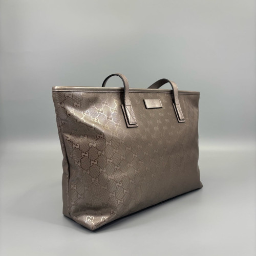 Gucci Vintage Shopping Tote GG Plus Monogram Calfskin Grey