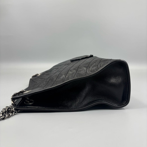 Yves Saint Laurent Medium Niki Shopping Tote Pull Up Leather Black