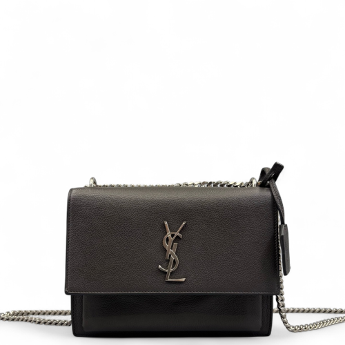 Yves Saint Laurent Medium Sunset Grained Calfskin Black