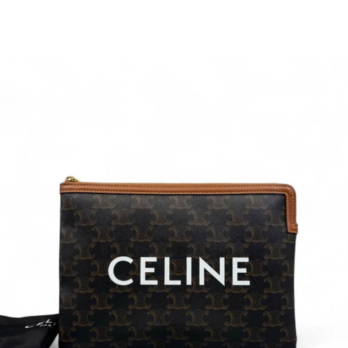 Celine Clutch Triomphe Brown Black Celine Clutch Triomphe Brown Black