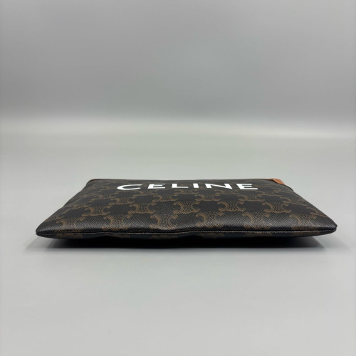 Celine Clutch Triomphe Brown Black Celine Clutch Triomphe Brown Black