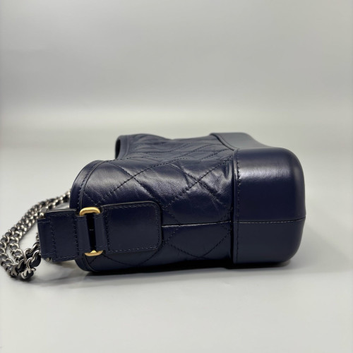 Chanel Quilted Small Gabrielle Hobo Calfskin Dark Blue