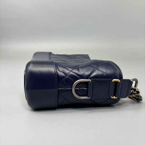 Chanel Quilted Small Gabrielle Hobo Calfskin Dark Blue