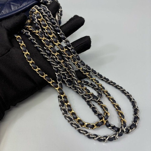 Chanel Quilted Small Gabrielle Hobo Calfskin Dark Blue