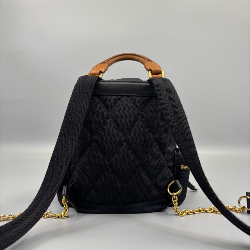 Burberry Small Rucksack Backpack Nylon Calfskin Black Brown