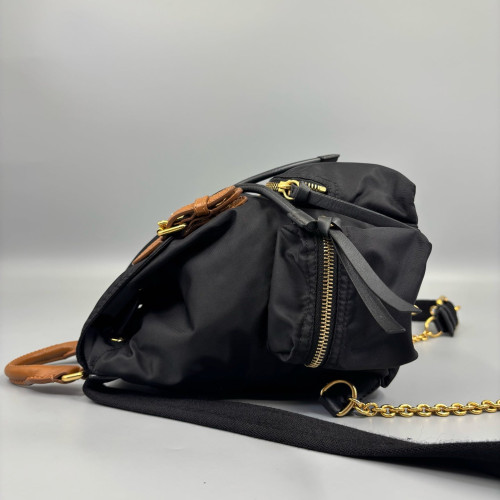 Burberry Small Rucksack Backpack Nylon Calfskin Black Brown