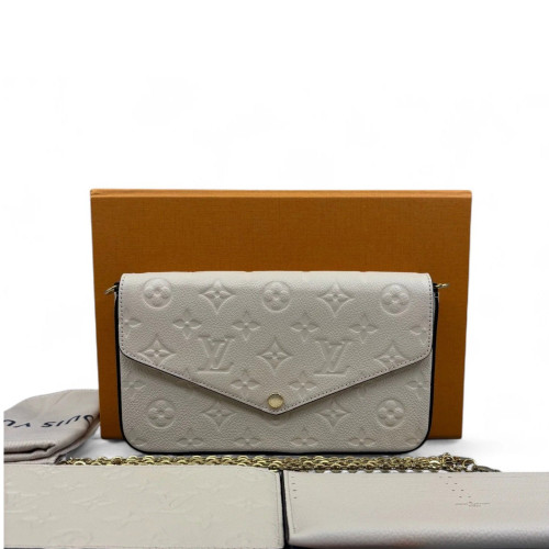 Louis Vuitton Pochette Felicie Chain Wallet Monogram Empreinte White