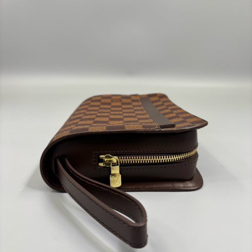 Louis Vuitton Pochette Saint Louis Clutch Damier Ebene Brown