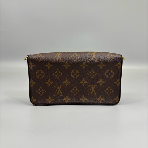 Louis Vuitton Pochette Felicie Chain Wallet Monogram Brown Red