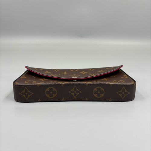 Louis Vuitton Pochette Felicie Chain Wallet Monogram Brown Red