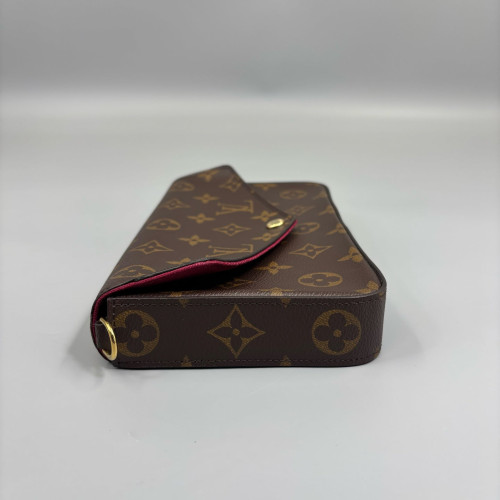Louis Vuitton Pochette Felicie Chain Wallet Monogram Brown Red
