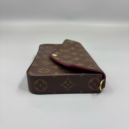 Louis Vuitton Pochette Felicie Chain Wallet Monogram Brown Red