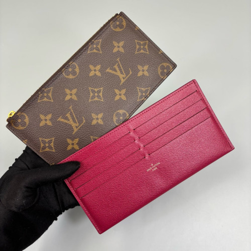 Louis Vuitton Pochette Felicie Chain Wallet Monogram Brown Red
