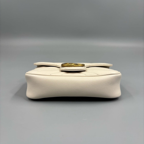 Gucci Chevron Mini GG Marmont Chain Wallet Calfskin White Gucci Chevron Mini GG Marmont Chain Wallet Calfskin White