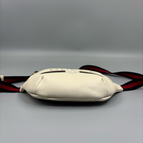 Gucci Print Waist Belt Bag Grained Calfskin White