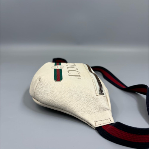 Gucci Print Waist Belt Bag Grained Calfskin White