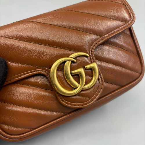 Gucci Matelasse Super Mini GG Marmont Calfskin Tan Gucci Matelasse Super Mini GG Marmont Calfskin Tan