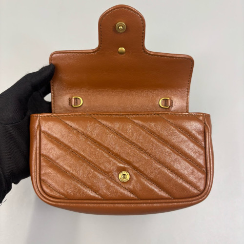 Gucci Matelasse Super Mini GG Marmont Calfskin Tan Gucci Matelasse Super Mini GG Marmont Calfskin Tan