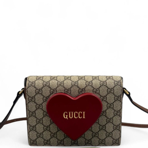Gucci Heart Box Bag GG Supreme Monogram Beige Brown Red Gucci Heart Box Bag GG Supreme Monogram Beige Brown Red